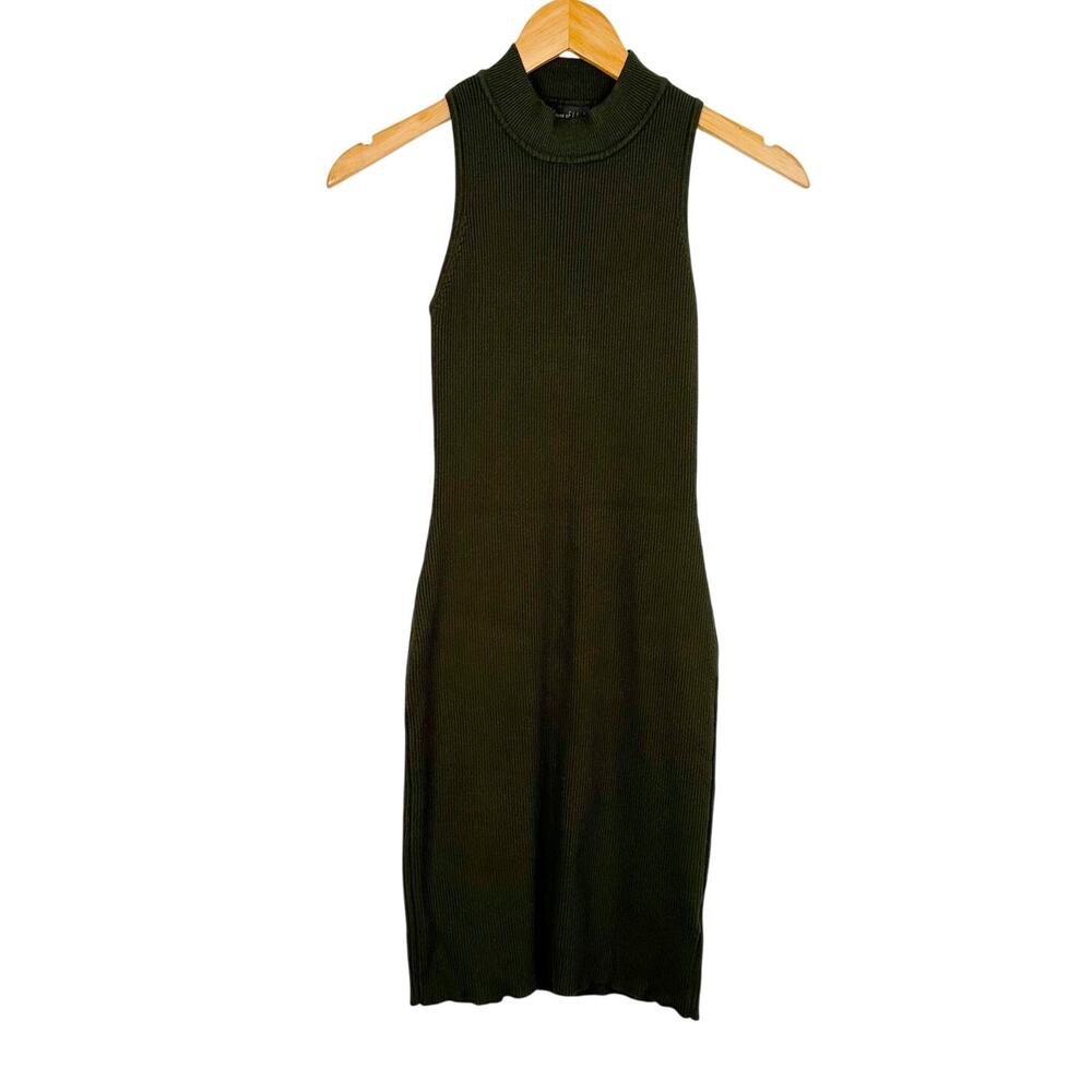 House of Harlow 1960 Dark Green Sleeveless Mock Neck Sweater Bodycon Dress